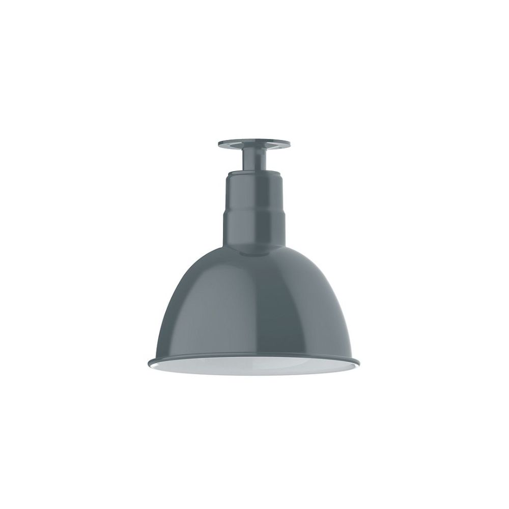 Montclair Lightworks FMB116-40-G05 12" Deep Bowl shade, flush mount ceiling light with clear glass and cast guard, Slate Gray